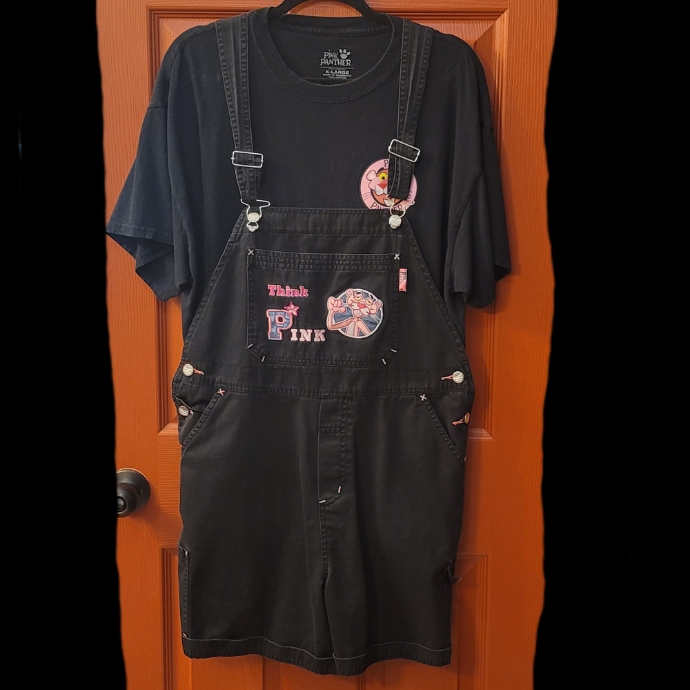 Pink Panther denim shortalls and shirt XL